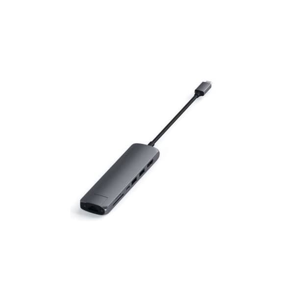 Smal USB-C Hub med Satechi Single-Wing Ethernet Adapter Grå-Silver