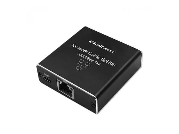 Qoltec - Switch - aluminium, mini, splitter, USB-C powered - ohanterad - 2 x 10/100/1000 - skrivbordsmodell