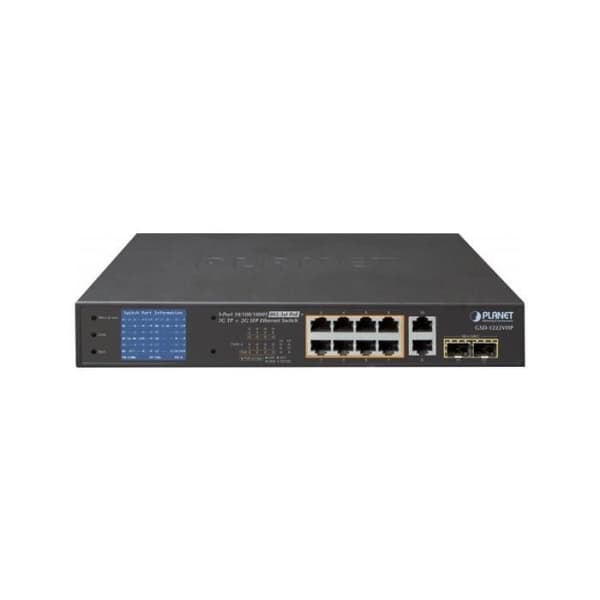 PLANET GSD-1222VHP 10P GIGABIT LCD SWITCH 8 PoE+ 120W & 2 SFP:er