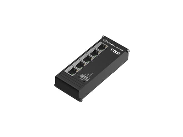 Teltonika NETWORKS TSF010 Flat Ethernet-kytkin, Ikke administreret, Fast Ethernet (10/100), Fuld duplex, DIN-kisko