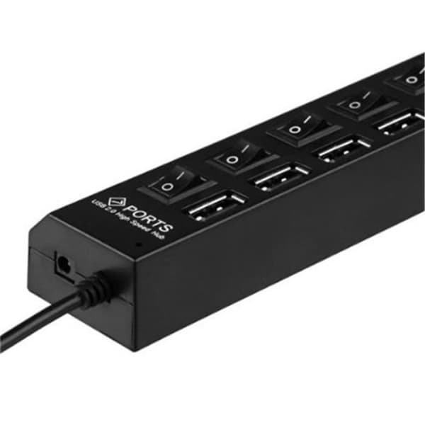 7-portars USB 3.0 Hub Höghastighets PÅ/AV delningsbrytare för PC Laptop/med PÅ/AV, Svart