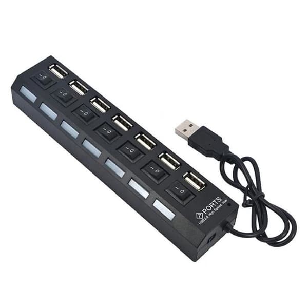 Hub 7 portar USB 2.0 Splitter Power Strip med 41 cm kabel PC Laptop