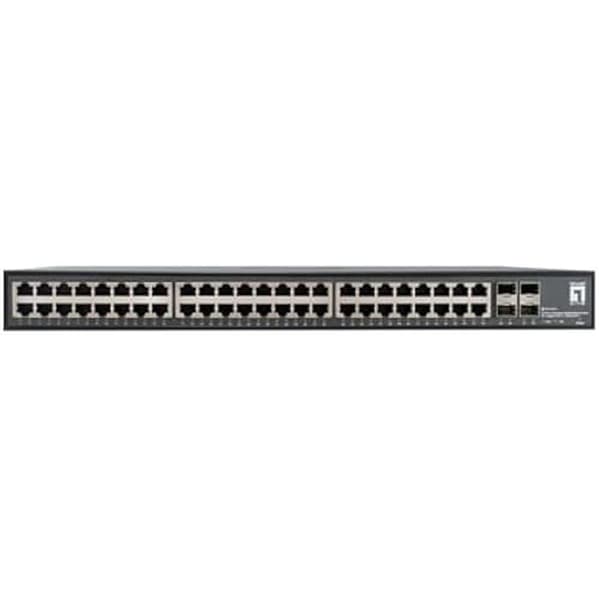 Gigabit Ethernet-switch utan hantering LEVELONE GTU-5211 - 52 portar - 48 x Gigabit RJ45 - 4 x 10GbE SFP+ Svart