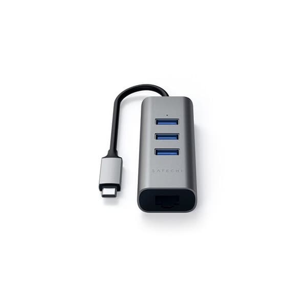 USB-hub - Satechi - USB-C HUB 4 i 1 - Grå Sidereal - 3 USB-portar - Ethernet-port RJ45