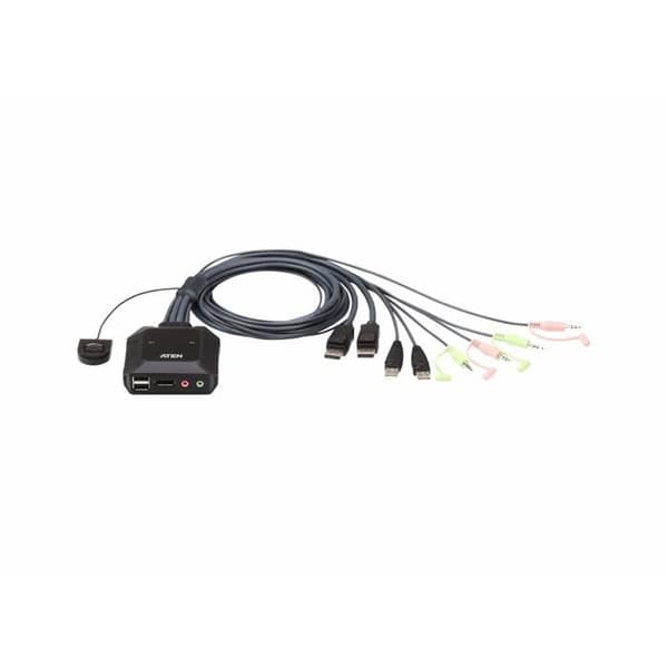 KVM-switch - ATEN - CS22DP - 2 x USB - Ljud - 1 lokal användare Svart