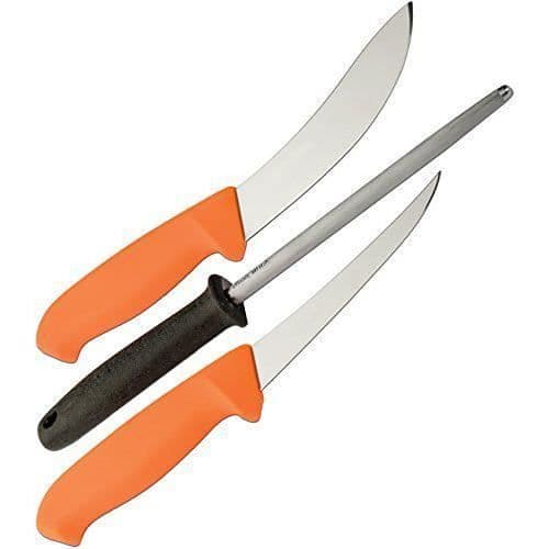 Morakniv M-12098 - KVM SWITCH - Sats med 2 knivar för fast flåning för blandade vuxna, orange och svart polymerhandtag