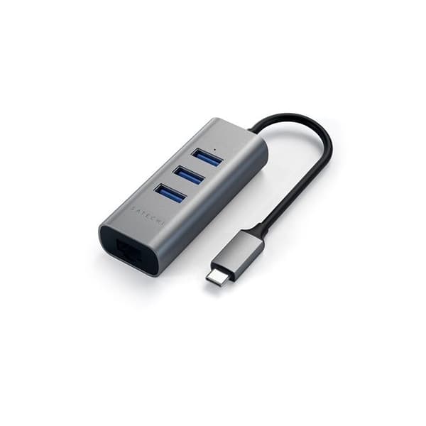 USB-hub - Satechi - USB-C HUB 4 i 1 - Grå Sidereal - 3 USB-portar - Ethernet-port RJ45