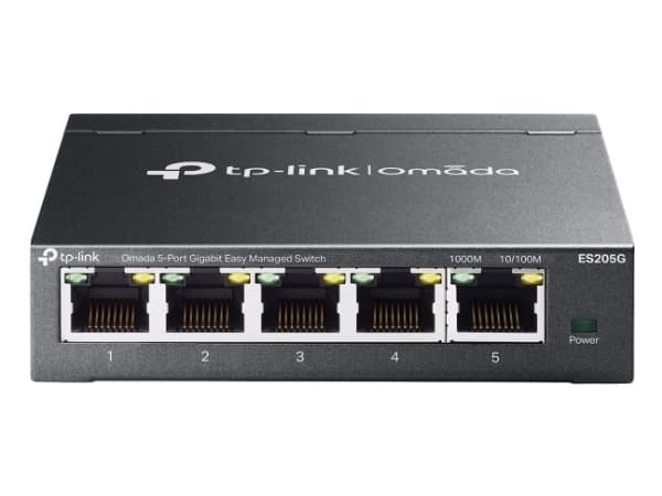 TP-Link Omada ES205G Network Switch Managed Gigabit Ethernet (10/100/1000) Svart Sort
