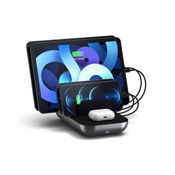 Laddstation - Satechi - Dock 5 - Trådlös laddning - 5 portar - USB-C och USB-A Svart, Grå