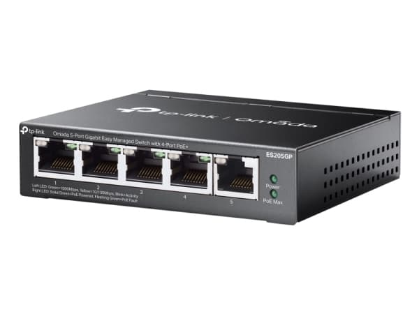 TP-Link Omada ES205GP, Administreret, Gigabit Ethernet (10/100/1000), Strøm over Ethernet (PoE), Kan monteres på væggen