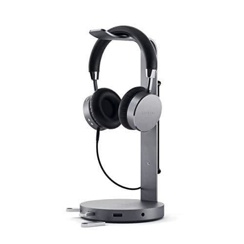 SATECHI ALUMINIUM USB-C-HÖRRTELEFONSTÄLL MED 3 USB-A 3.0-PORTAR Grå