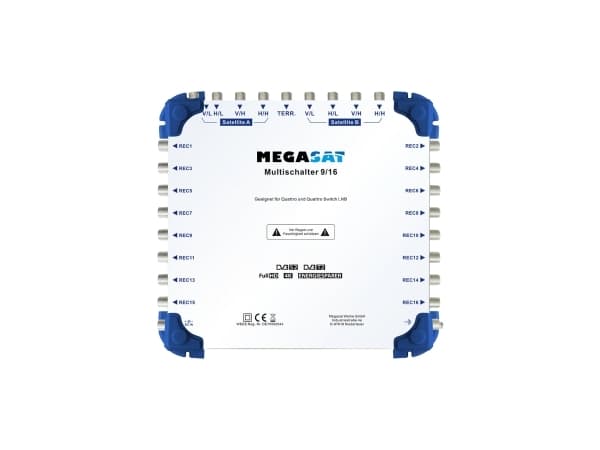 Megasat 0600153, 9 innganger, 16 utganger, 90-260 V, 47-63 Hz, -20 - 50 °C, 215 mm
