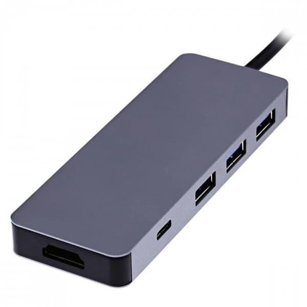 Adaptator och omvandlare - Tnb - USB-C HUB 6 I 1 - Aluminium - Plug &amp; Play - Siderisk grå