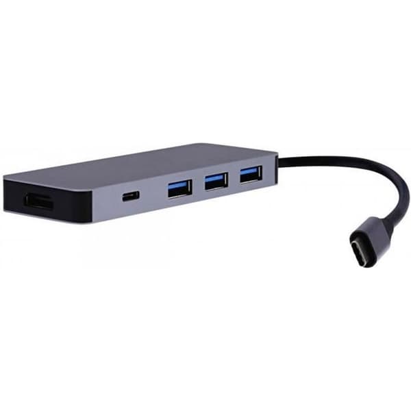 Adaptator och omvandlare - Tnb - USB-C HUB 6 I 1 - Aluminium - Plug &amp; Play - Siderisk grå