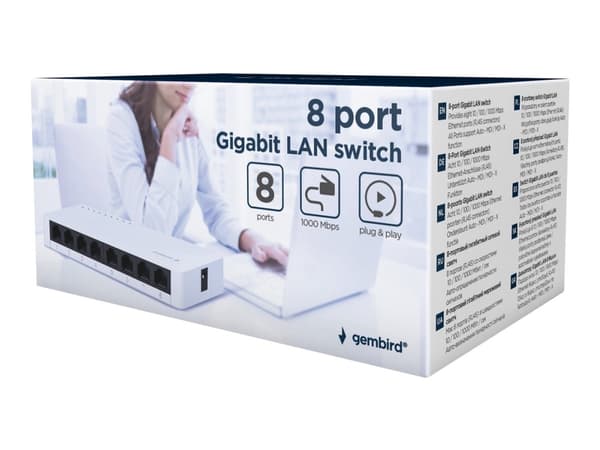 Gembird NSW-G8-01 - Switch - 8 x 10/100/1000 - stasjonær