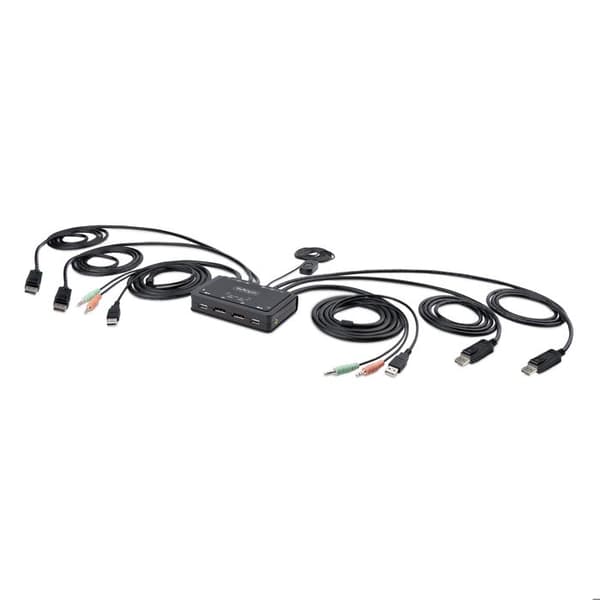 KVM-switch - STARTECH - 2-Port Dual-Skärm - 4K vid 60Hz - Inbyggda kablar - 2 portar