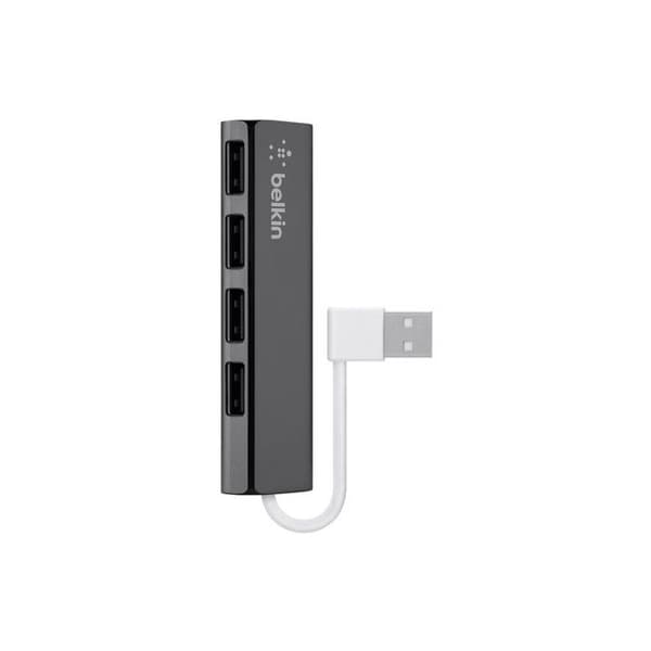 Ultra-Slim Hub - BELKIN - F4U042BT - 4 USB 2.0-portar - Plug and Play - Svart