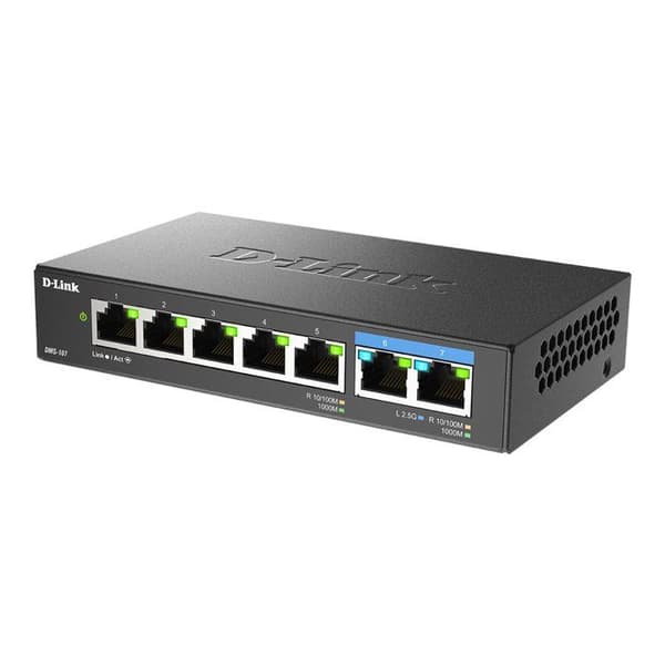 Kommuntator - DLINK - 7 portar - Gigabit Ethernet - Självständig - Snabb anslutning Svart