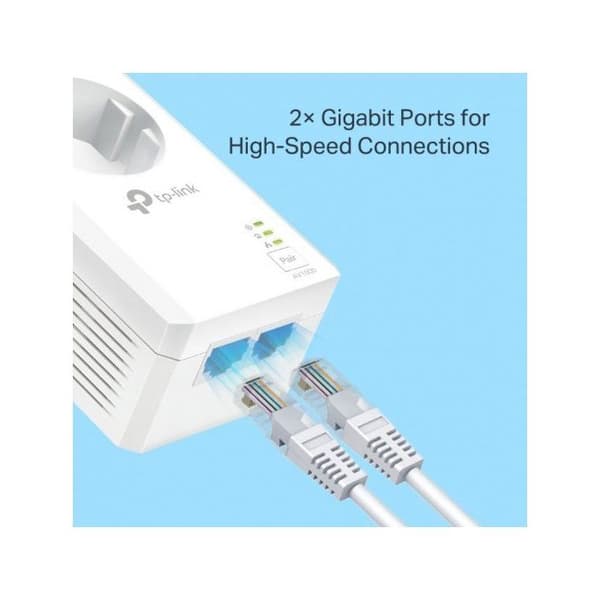 TPLINK AV1000 2P Gigabit Passthrough PW AV1000 2-Port Gigabit Passthrough Powerline Starter Kit