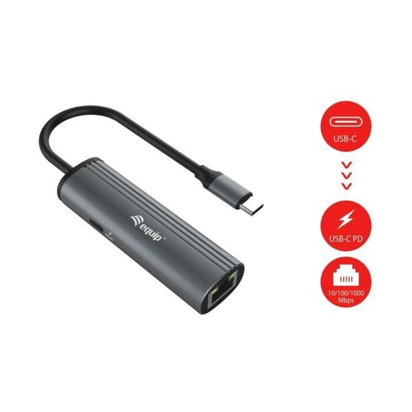 UTRUSTNING 133486 USB TYP-C HUB & KONCENTRATOR 1000 MBIT-S SVART, GRÅ