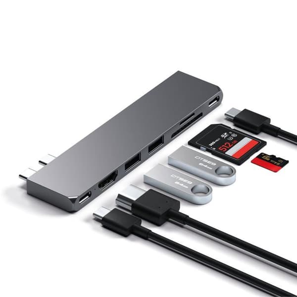 USB-C Hub - Satechi - Pro Slim - Space Grey - 6 portar - Modern aluminiumdesign