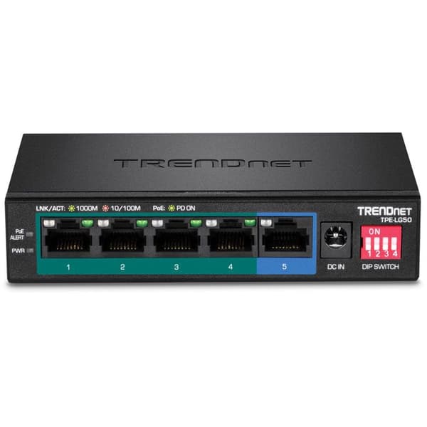 Ethernet-switch - TRENDNET - TPE-LG50 - 5 portar - PoE+ 32W - Icke hanterad Svart