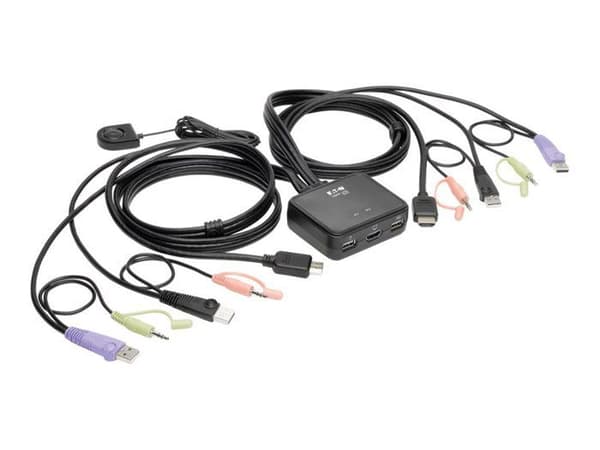 KVM-switch - EATON - 2 USB-portar - 1920x1200 upplösning - Integrerade kablar - Fjärrväxling