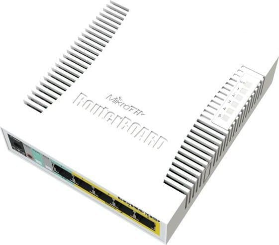 MikroTik RouterBOARD RB260GSP - Switch - Styrt - 1 x 10/100/1000 (PoE) + 4 x 10/100/1000 (PoE Passthrough) + 1 x SFP - stasjonær - PoE