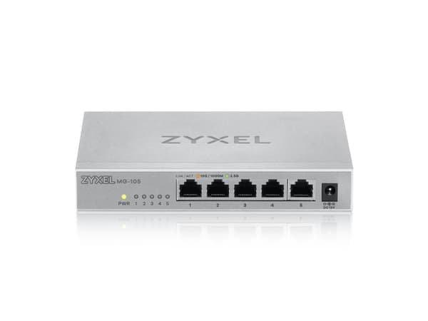 Zyxel XMG-100 Series XMG-105 - Switch - ustyrt - 5 x 100/1000/2.5G + 1 x Gigabit SFP / 10 Gigabit SFP+ - stasjonær, veggmonterbar