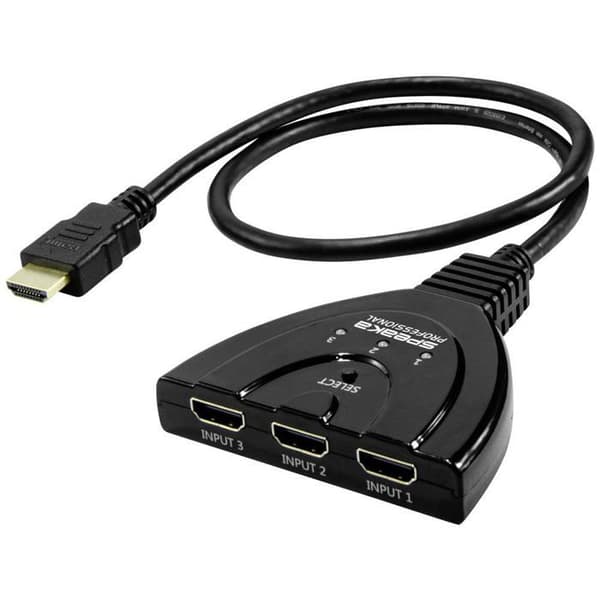 SpeaKa Professional SP-HDSW-200 3-ports HDMI Switch kompatibel med Ultra HD 7680 x 4320 pixlar