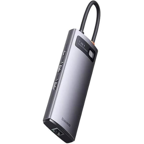 7 i 1 dockningsstation - BASEUS - Metal Gleam - USB-C till 3 x USB 3.0 - 2 x HDMI - Ethernet RJ45