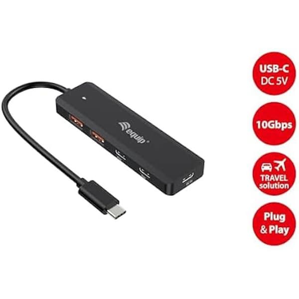USB-hubb - EQUIP - 128966 - 4 portar - USB 3.1 Gen 2 - Plug and Play - Drivs av USB