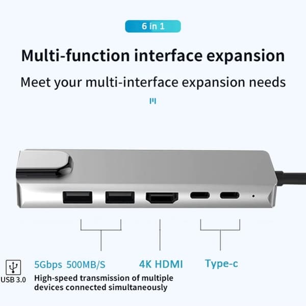 ADAPTER 6w1 USB-C Thunderbolt 3 HDMI 4K MacBook M1