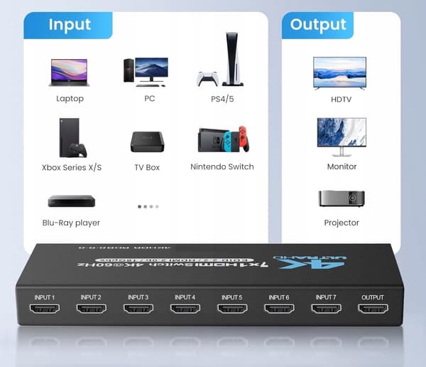 SWITCH HDMI 2.0 7x1 SWITCH 4K/60Hz HDR 8:8:8