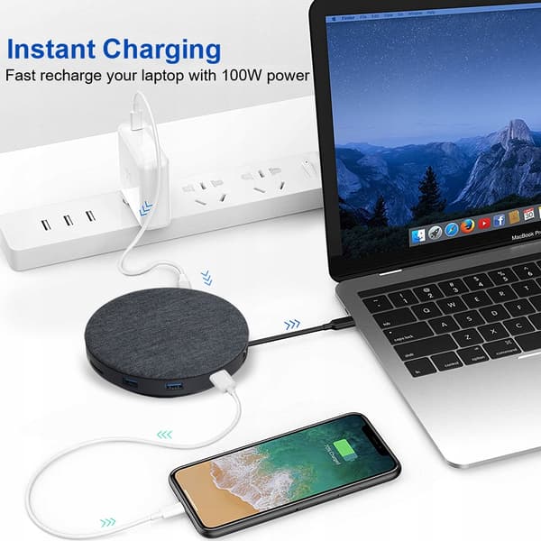 Induktionsladdare + USB-C HUB 3.0 HDMI LAN-adapter