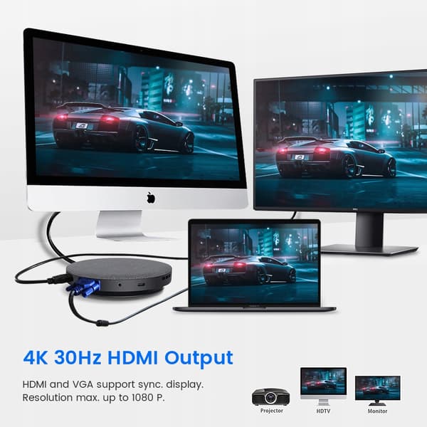 Induktionsladdare + USB-C HUB 3.0 HDMI LAN-adapter