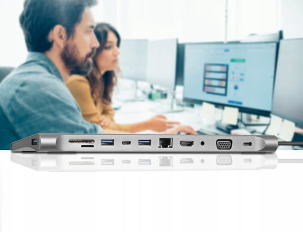 ADAPTERHUB USB-C HDMI VGA SD 3xUSB MACBOOK 11w1