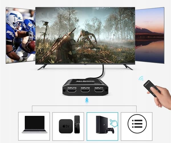 VAIHDA HDMI 2.0b 3x1 SPLITTER 4K/60HZ HDCP 2.2