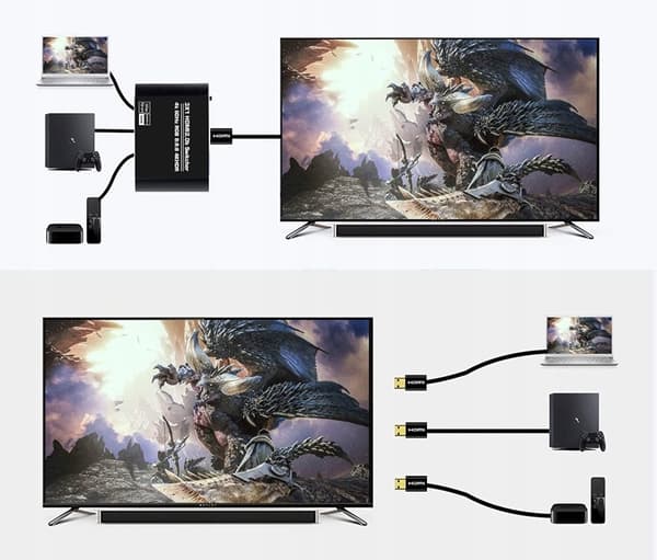 VAIHDA HDMI 2.0b 3x1 SPLITTER 4K/60HZ HDCP 2.2