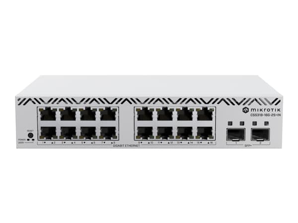 MikroTik CSS318-16G-2S+IN - Switch - smart - 16 x 10/100/1000 + 2 x 10 Gigabit SFP+ - rackmonterbar