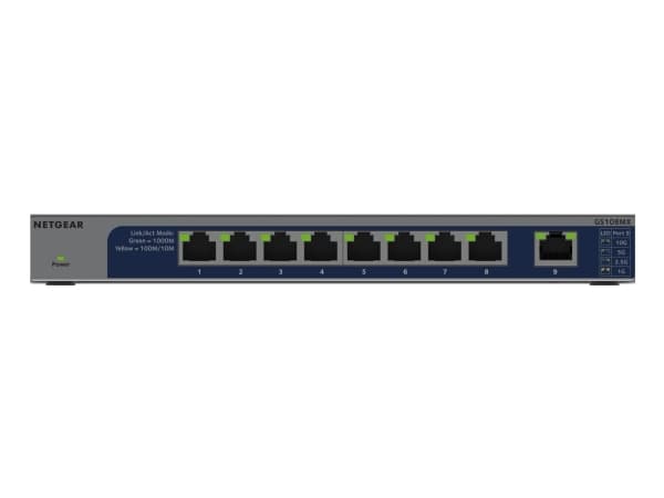 NETGEAR GS108MX - Switch - ohanterad - 8 x 10/100/1000 + 1 x 10 Gb Ethernet SFP+ (upplänk) - skrivbordsmodell, väggmonterbar - för NETGEAR AGM731F; P
