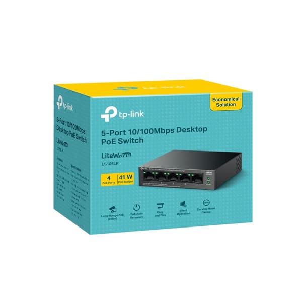 TP-Link LiteWave LS105P Hallitsematon Fast Ethernet (10/100) Power over Ethernet (PoE) Musta