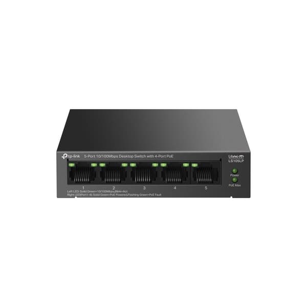 TP-Link LiteWave LS105P Hallitsematon Fast Ethernet (10/100) Power over Ethernet (PoE) Musta musta