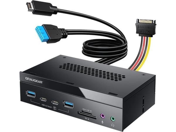 GRAUGEAR Multi etupaneeli 4-kertainen + kortinlukija USB,SD,Micro