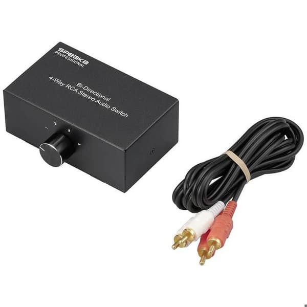 SpeaKa Professional SP-AS-500 4-portars RCA/ljudswitch metallhölje