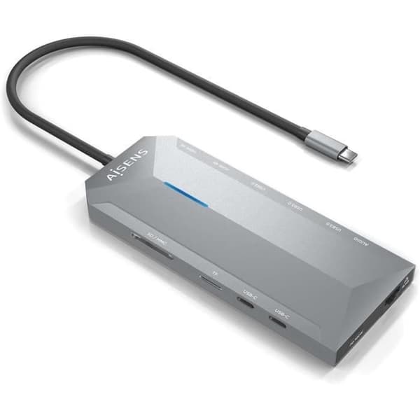 USB-C Konverter 12 i 1 - AISENS - Modell ASUC-12P005 - 2 x HDMI 4K - Aluminium - Grå