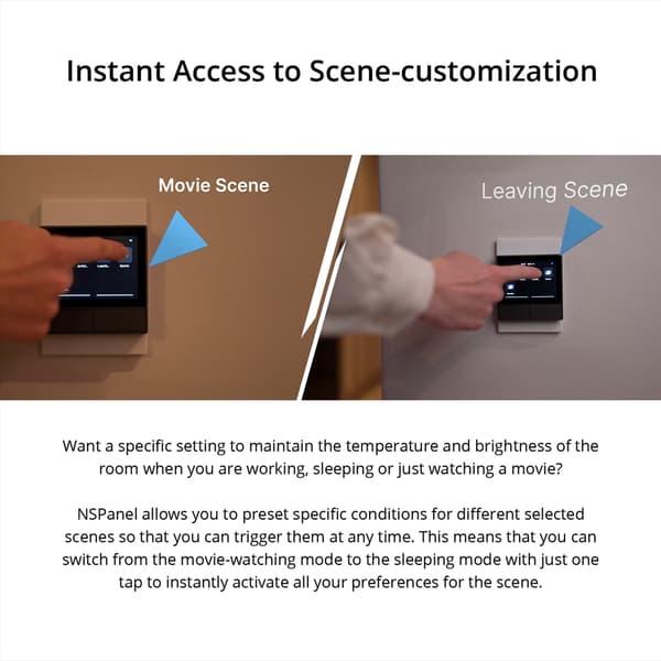 NSPanel Smart Scene Wall Switch EU US Wifi Smart Termostat Display Switch allt-i-ett-kontroll för Alexa Google Home - EU-storlek