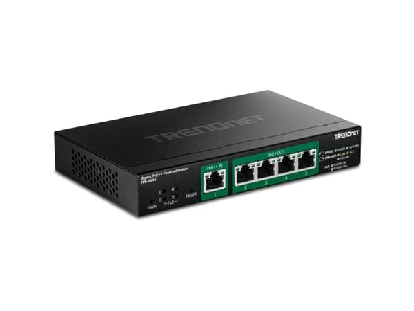 TRENDnet TPE-B541 - Version v1.0R - switch - powered, with PoE passthrough - smart - 5 x Gigabit Ethernet - väggmonterbar - PoE++ (60 W) - TAA-kompat