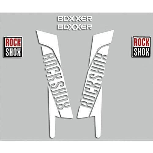 Ecoshirt DE-ONZJ-L8DH - KVM SWITCH - Klistermärken för Rockshox Boxxer 2015 R277 Gaffel Klistermärken Vit