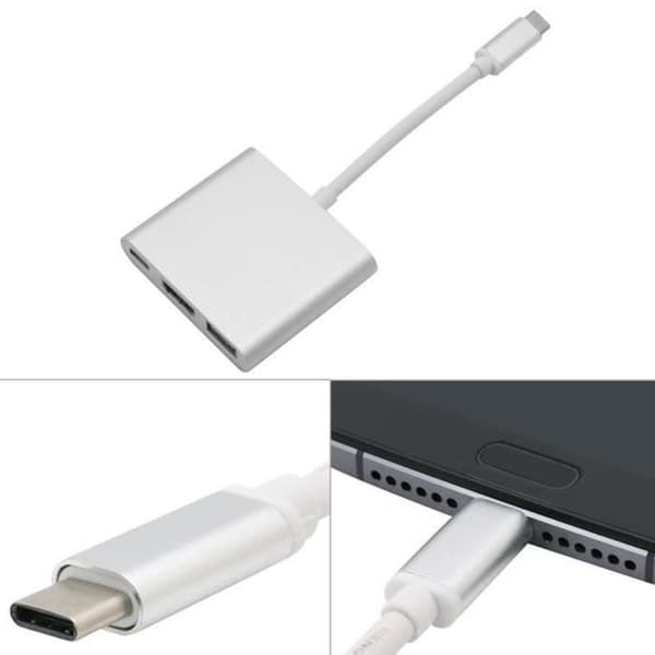 USB 3.1 Typ-C till HDMI USB 3.0 Adapter 3-i-1 PD Laddare Hub Stöd 4K Konverteringskabel för Apple för Macbook